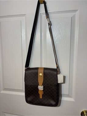 Rioni Dark Brown Messenger Bag with Tan Accent